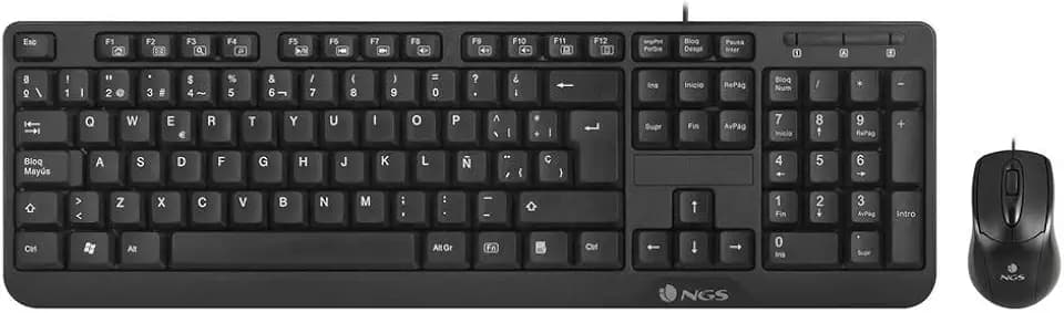 NGS COCOAKIT Set aus Multimedia-Tastatur und optischer Maus mit Kabel, 1000dpi, USB (QWERTY, Portugiesisch)
