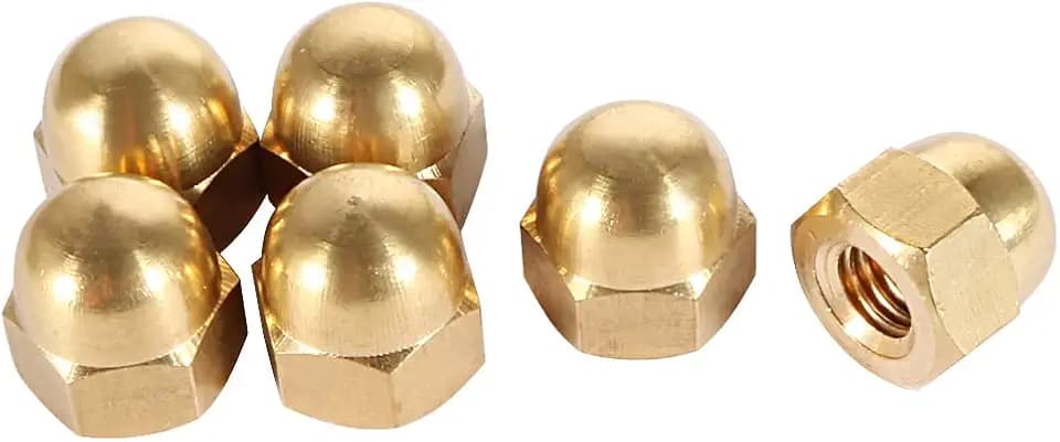 uxcell 6Pcs Acorn Hex Cap Nut M8 Dome Nuts Brass Hexagon Decorative Cap Nut