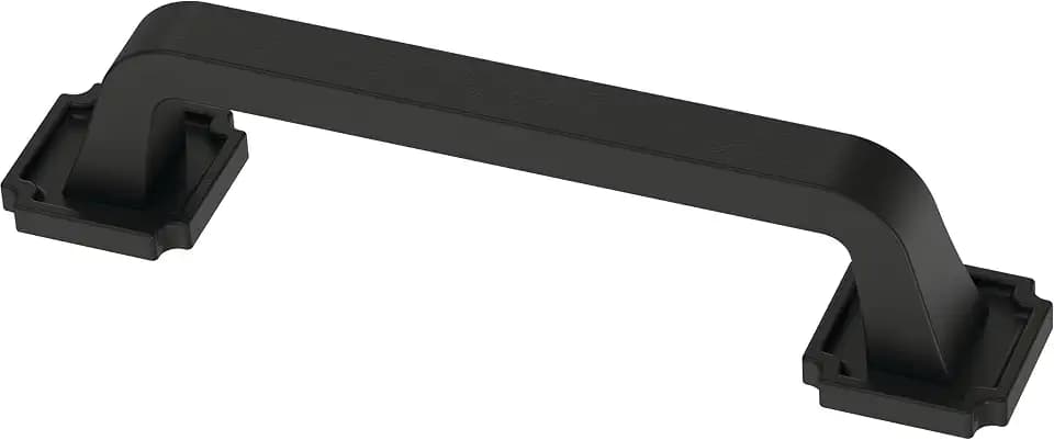 Franklin Brass 10 Pack Matte Black Cabinet Handles 3-3/4 inch (96mm) Kitchen Cabinet Handles and Drawer Pulls for Cupboards and Dressers |Notched Backplate