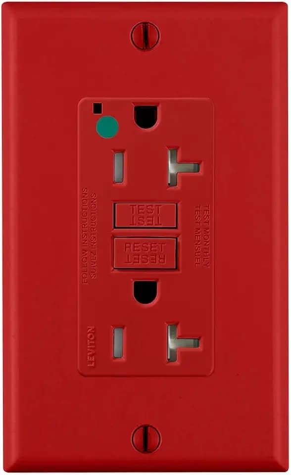Leviton 20A-125V Extra-Heavy Duty Hospital Grade Tamper-Resistant Duplex Self-Test GFCI Receptacle, 20-Amp, GFTR2-HGR, Red
