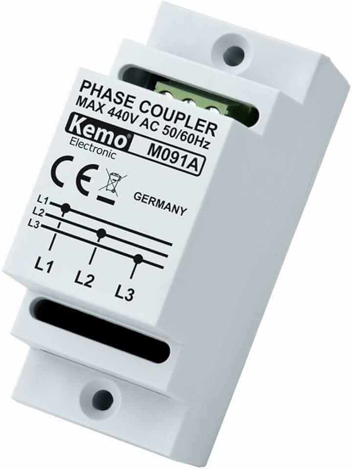 Kemo M091A Phasenkoppler für Powerline Produkte für Hutschienenmontage. Verbindet alle 3 hausinternen Netzphasen kapazitiv, für Übertragungsraten bis zu 650 Mbit