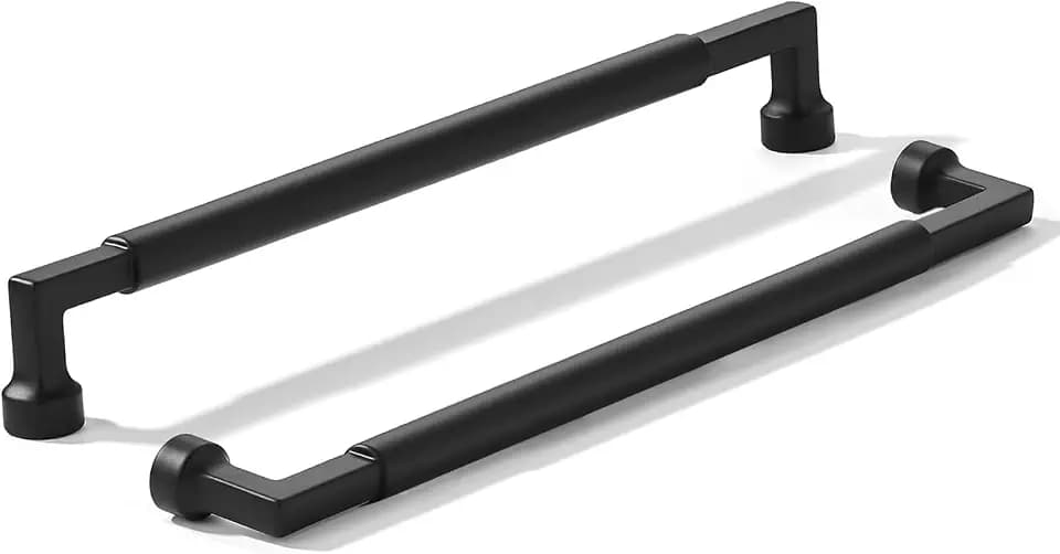 khtumeware 2-Pack 10-Inch(256mm) Black Cabinet Pulls,Heavy-Duty Solid Matte Black Handles for Kitchen Cabinets, Cupboards, Drawers and Bathroom Hardware