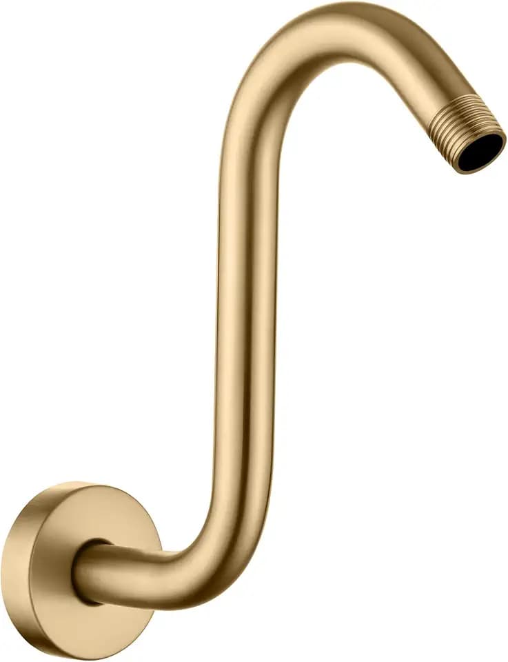 8 Inches S-shape Wall Mount Shower Arm and Flange, Champagne Bronze