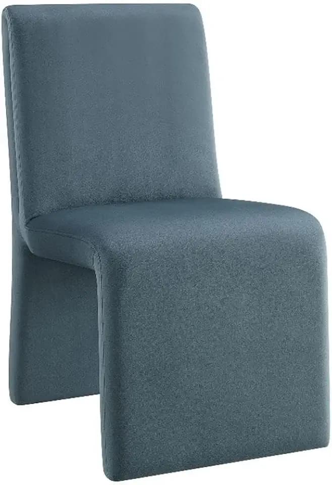 Modway Emory Upholstered Dining Side Chair in Cadet Blue - Single Armless Slipper Chair - Padded Performance Velvet Accent for Dining Room, Kitchen