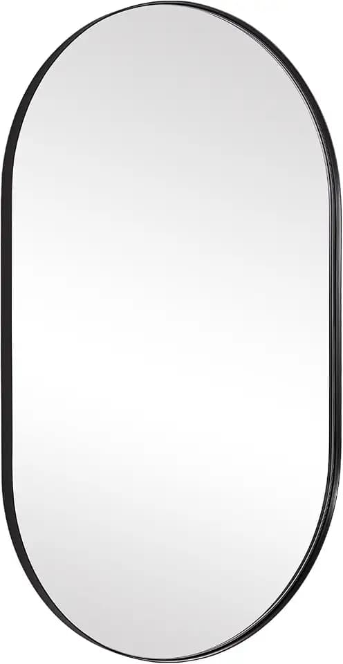 ANDY STAR Black Oval Mirror, 20x33’’ Oval Mirrors for Bathroom, Pill Shaped Mirror, Black Mirror Vanity, Modern Black Mirror for Bathroom Stainless Steel Metal Framed Wall-Mounted Mirrors