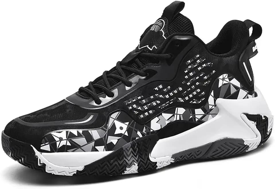 Unisex Geometric Basketball Shoes Lightweight Breathable Non-Slip Sneakers