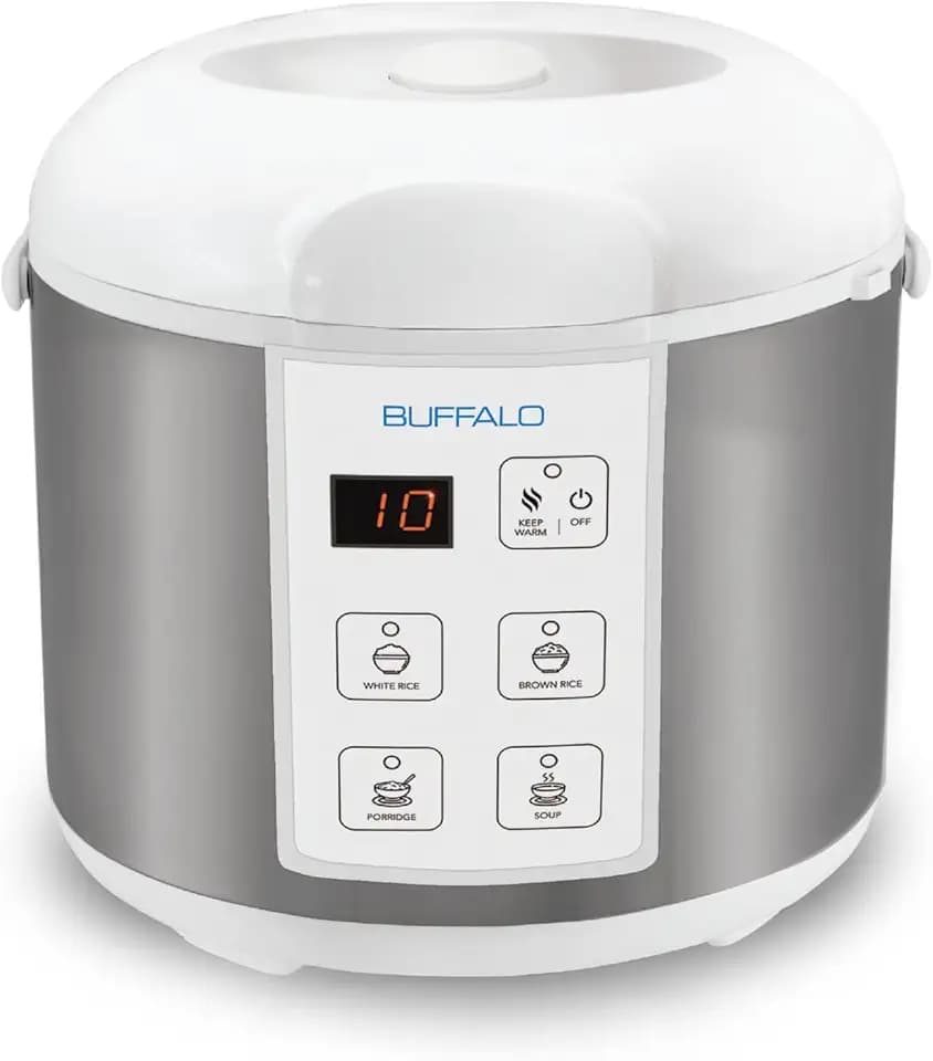 Buffalo Rice Cooker Stainless Steel Inner Pot Rice Maker Small, 5 Cup