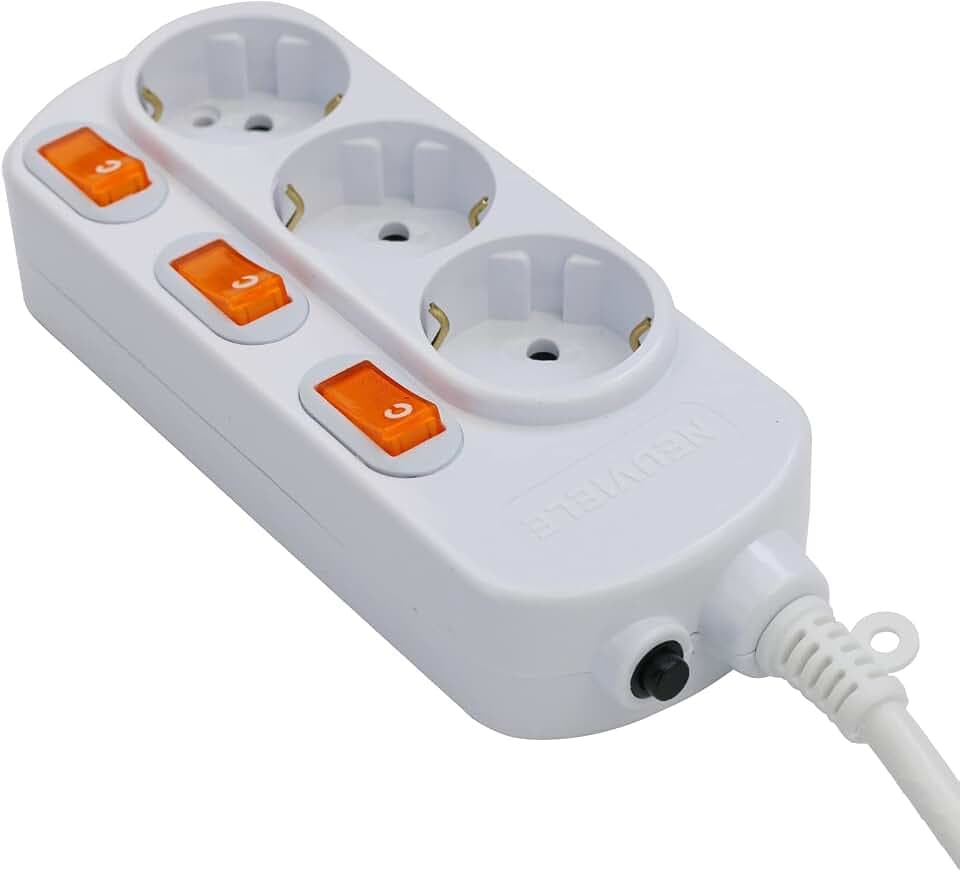 Steckdose Sinzeln Schaltbar Steckdosenleiste mit Überstromschutz 16A 250V (3M, 3 Fach)