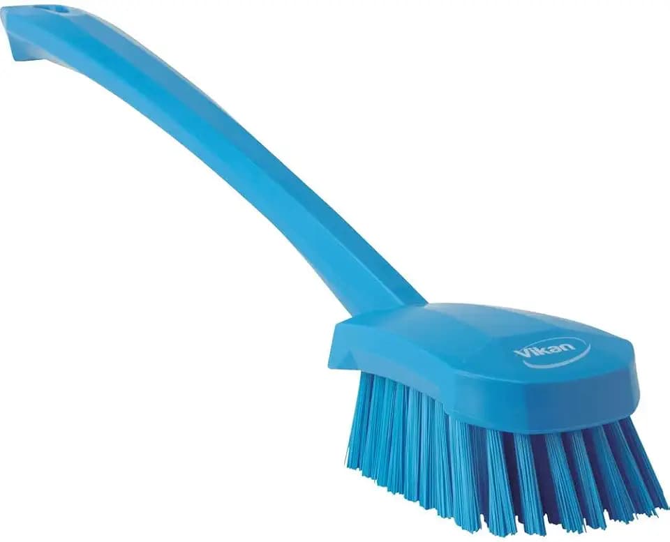 Vikan-41863 Long Handle Brush, 16"L, Stiff - Blue