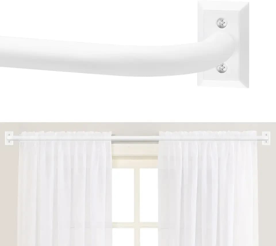 TANGWIN Wrap Around Blackout Curtain Rods,1" Heavy Duty Adjust 28-48",White
