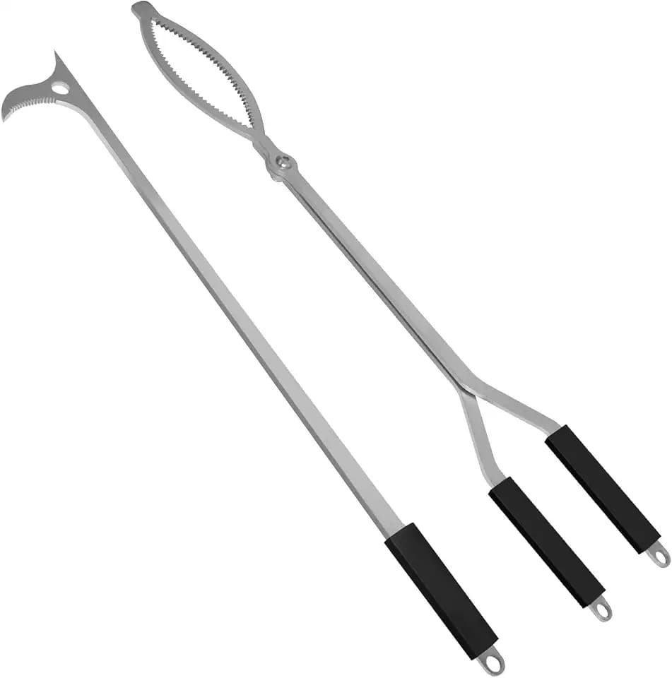40" Fire Tongs Fire Pit Tools, Stainless Steel Fire Poker Set