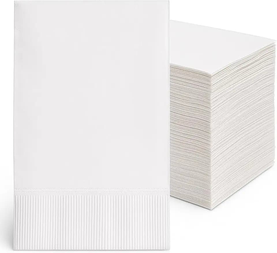 Bell Marque White Dinner Napkin-300 2-Ply White Dinner Napkins, 0.1" Height, 17" width, 15" Length (Pack of 300)