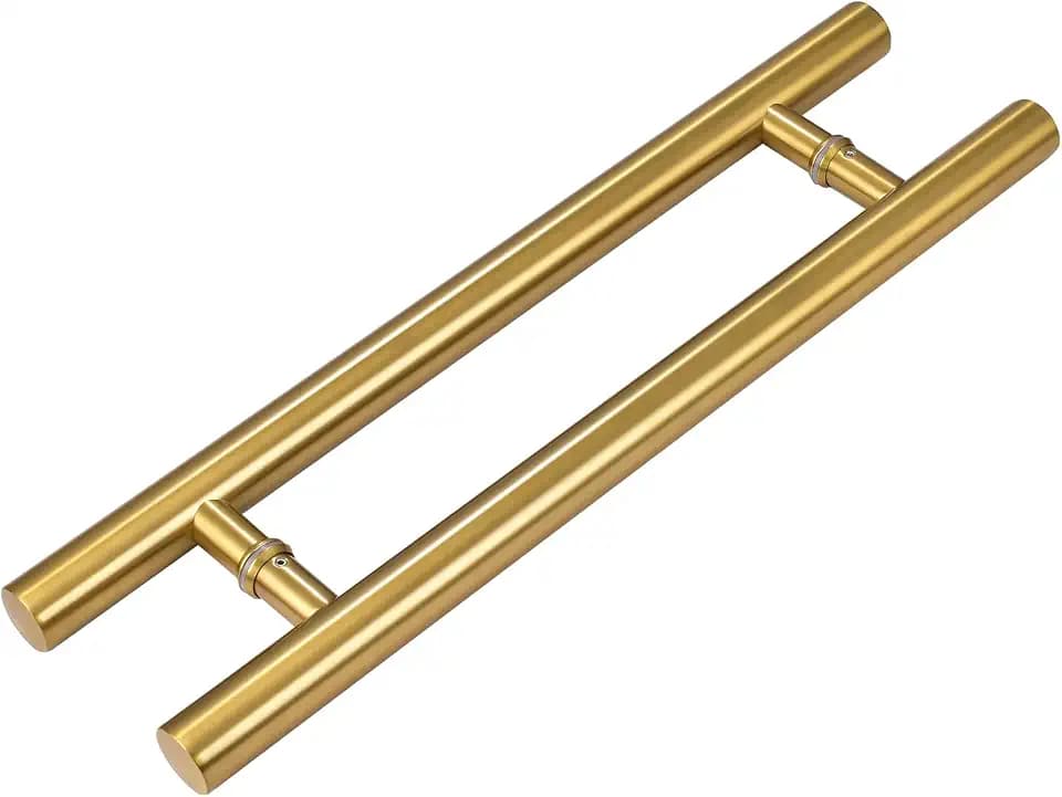 12-inch/304 Stainless Steel Sliding Barn Door Handle, H-Shaped Commercial Push-Pull Glass Long Door Handle Double-Sided,Modern Shower Door Handle,Gold (Gold, 12inch/30cm)