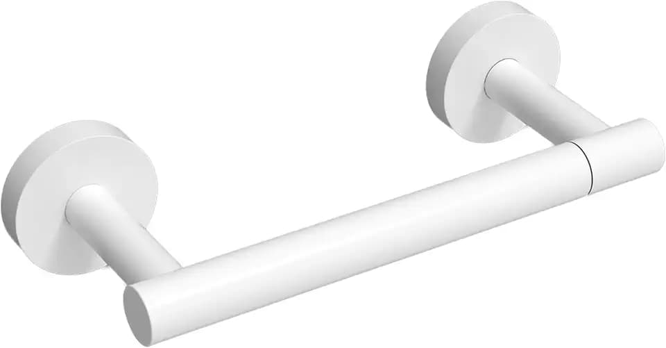 RARXTR White Toilet Paper Holder SUS304 Stainless Steel Double Post Pivoting Toilet Paper Roll Holder Wall Mounted Toilet Tissue Holder for Commercial Bathroom RV Brushed Brass Finish