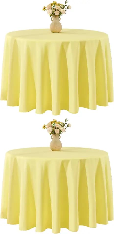 VidaFete Classic Series 2 Pack 120inch Round Polyester Table Cloth, Yellow