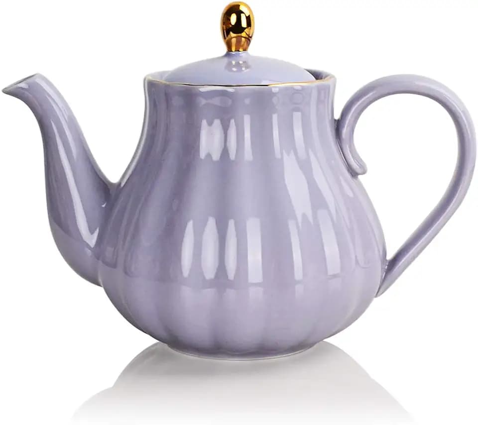 Sweejar 28FLOZ Royal Teapot with Infuser,Porcelain Tea Pot(Purple)