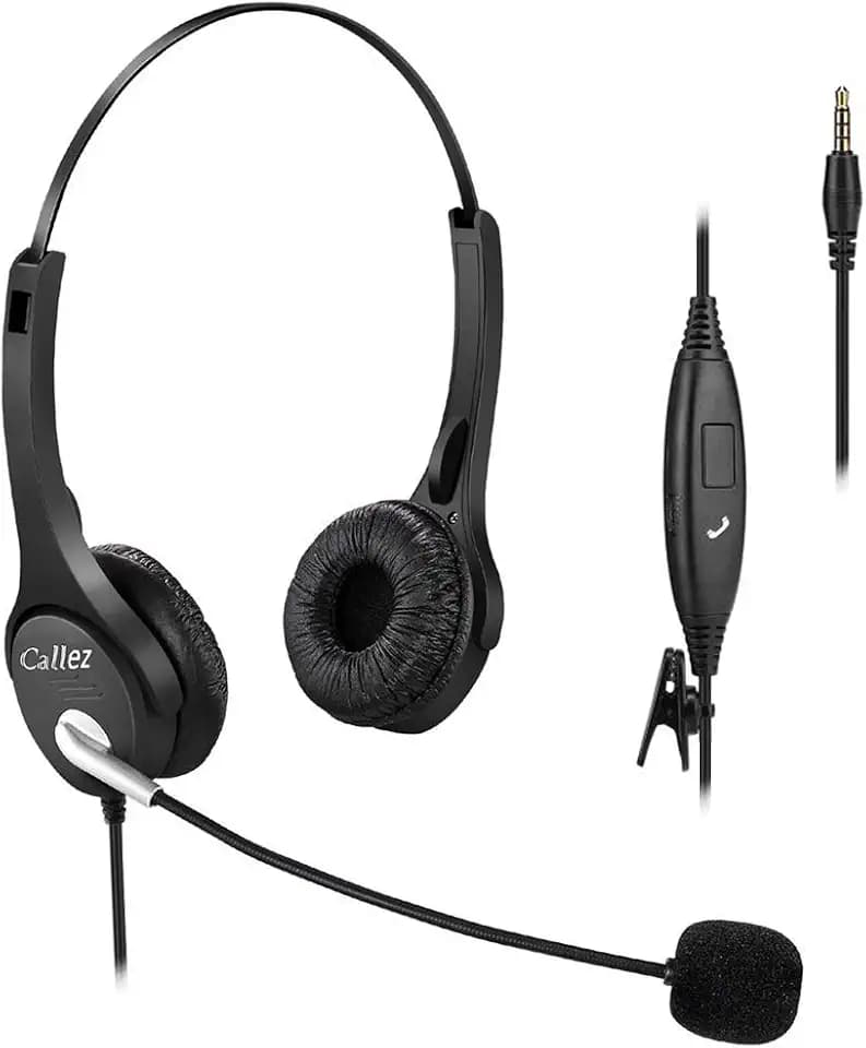 Callez C402E1 Kabelgebundenes Handy-Headset, 3,5 mm, mit Mikrofon mit Geräuschunterdrückung, für iPhone, Samsung, Huawei-Smartphones, Skype, Auto, LKW, Fahrer, iPad, PC, Konferenzgespräche,