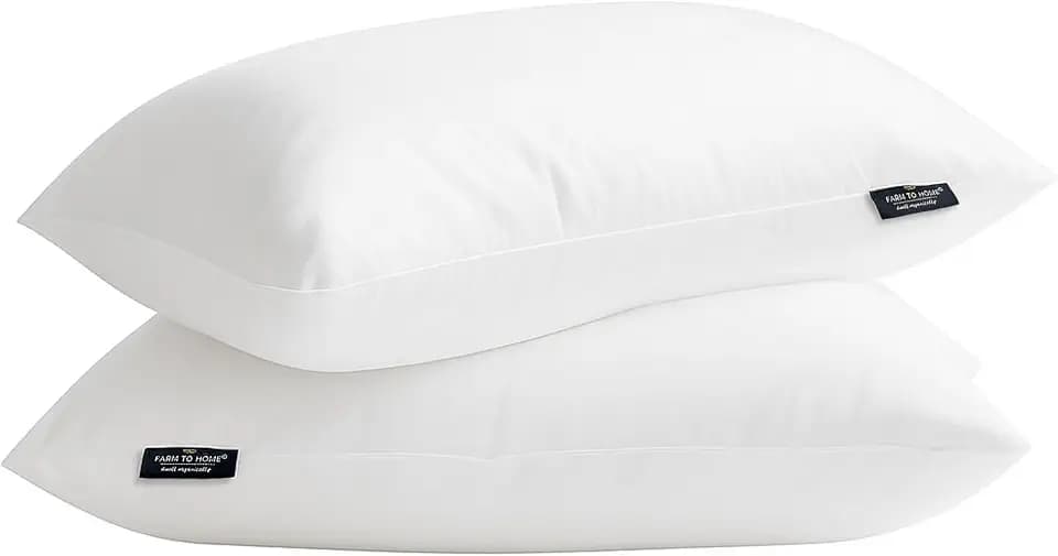 Farm To Home 100% Organic Cotton Cover Bed Pillows King Size Set of 2