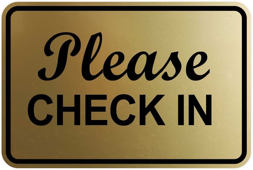 Signs ByLITA Classic Framed, Please Check In Sign (Brushed Gold) - Large 1 Pack