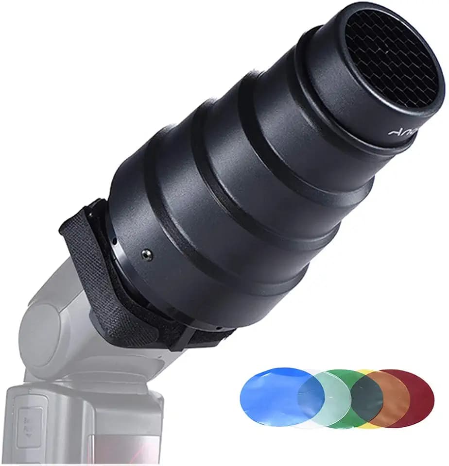 Andoer Snoot konisch leicht Modifier W/Filter von Farben wabenfrmig 50Grad für Canon Neewer Nikon Yongnuo Godox Meike Vivitar Fotografie Kamera Speedlite Flash