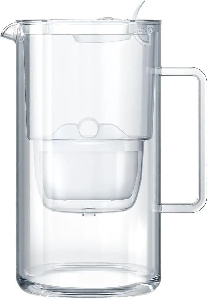 AQUAPHOR Wasserfilter Kanne aus Glas 2,5 L inkl. 1× MAXFOR+, Weiß