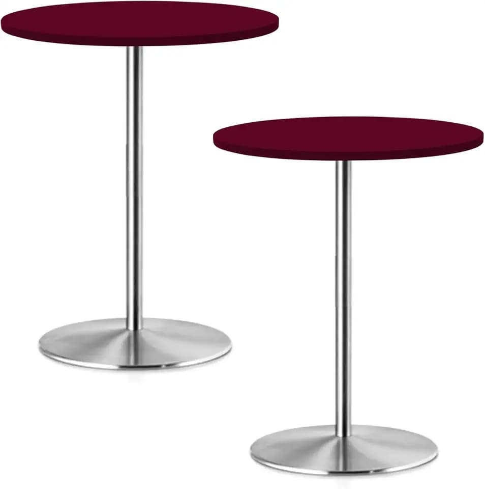 2 Pack 30 Inches Small Round Fitted Elastic Tablecloth for Cocktail Tables Topper Cap Waterproof Stretch Washable Folding Picnic Table Cover Spandex Table Cloth for Parties Bar Pub Dining (Wine Red)