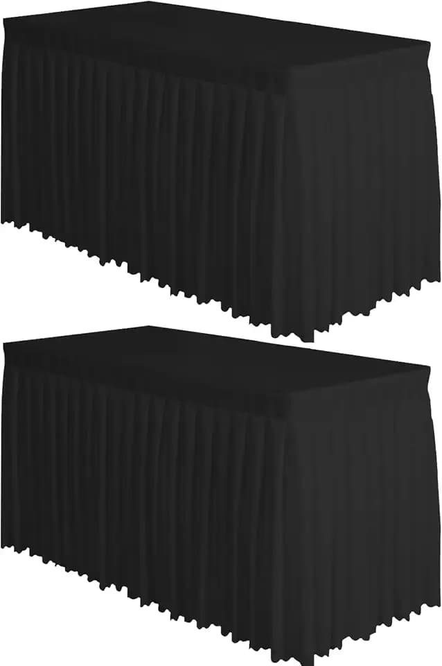 Surmente 2 Pack 14ft Black Table Skirt for 6-8 Foot Rectangle Tables