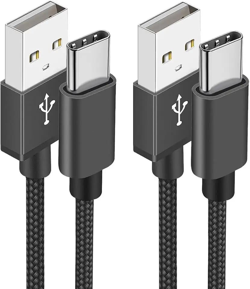 USB C Kabel, 2 Stück 2M Nylon Ladekabel USB C Fast Charge Schnellladekabel Typ C Ladekabel für Samsung Galaxy A51 A50 A41 A40 A71 A21s A20 A20e S8 S9 S10 S20 fe, Note 10 9 8, Huawei P40 P30 P20