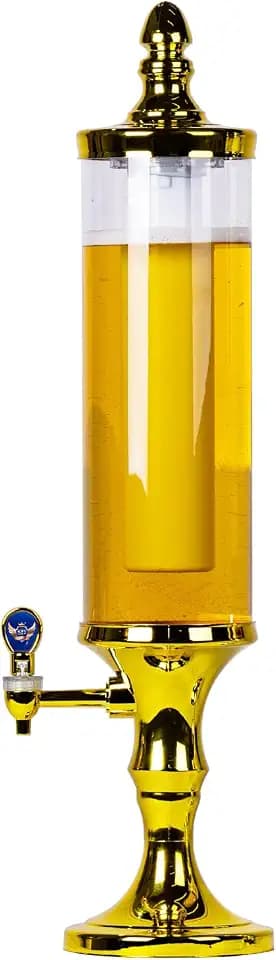 Beer Tower 3L/100oz European style Beverage Dispenser with Ice Tube & fluent Spigot,Margarita Tower, Mimosa Tower, Tabletop Liquor Drink Dispenser for Parties, Bars, Pubs, Restaurants