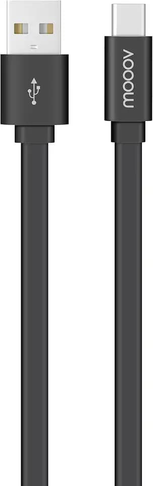 MOOOV 732057 USB-A/USB-C Kabel 1 Meter - Daten- und Ladekabel USB C Kompatibel iPhone 15/16, Galaxy S24 S23 S22 S21 S20 Note 10 - Schnellladekabel - Schwarz