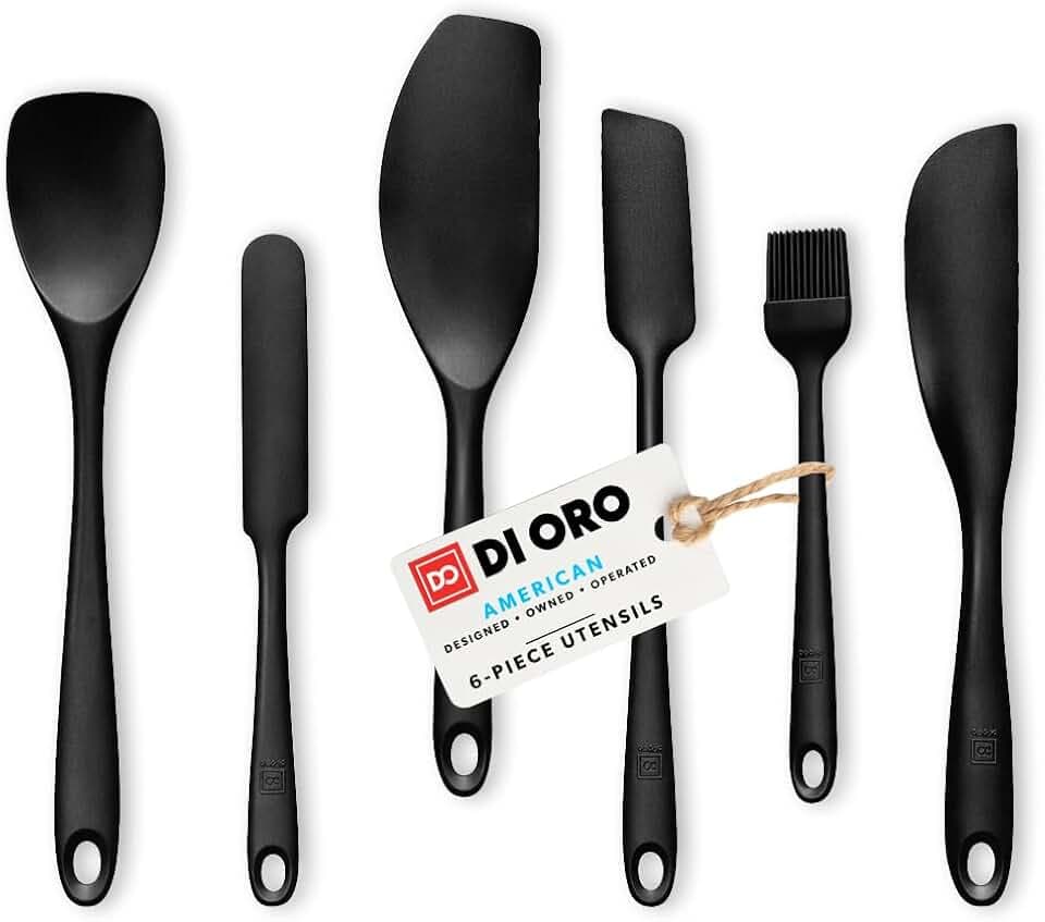 DI ORO Silicone Spatula Set - 600F Heat Resistant, 6-Pc Black