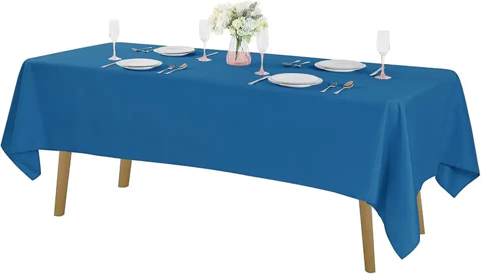 Cupuamon Rectangle Tablecloth 60x102 inch Washable Polyester Fabric Table Cloth for Wedding Party Dining Banquet Decoration(60x102, Mediterranean Blue)