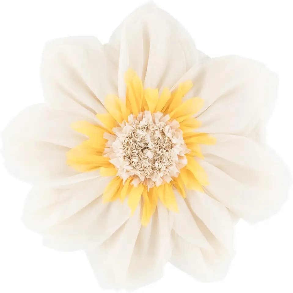 3D Flower Decorative Throw Pillow for Bed Sofa Couch 12 Inch Cream White