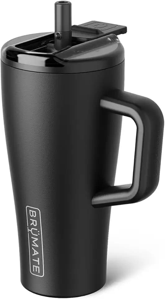BrüMate Era Flip 20oz Kids Tumbler with Covered Flip Down Straw | 100% Leakproof Insulated Kids Cup | Made of Stainless Steel | Cup Holder Friendly | 20oz (Matte Black)