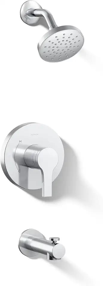 KOHLER TS35322-4G-CP, Elate Rite-Temp Tub and Shower Trim with Single Function 1.75 GPM Showerhead, Polished Chrome, Sleek Tub and Shower Kit, Easy to Clean