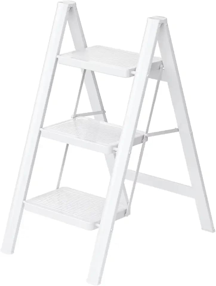 3 Step Ladder,Folding Step Stool with Wide Anti-Slip Pedal,330lbs Load Capacity,Lightweight and Portable for Kitchen Space Saving