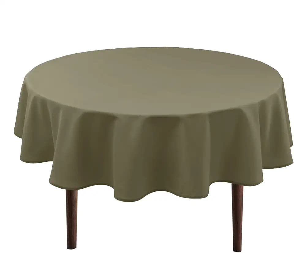 Hiasan Round Tablecloth, 90 Inch, Taupe, 1 Pack
