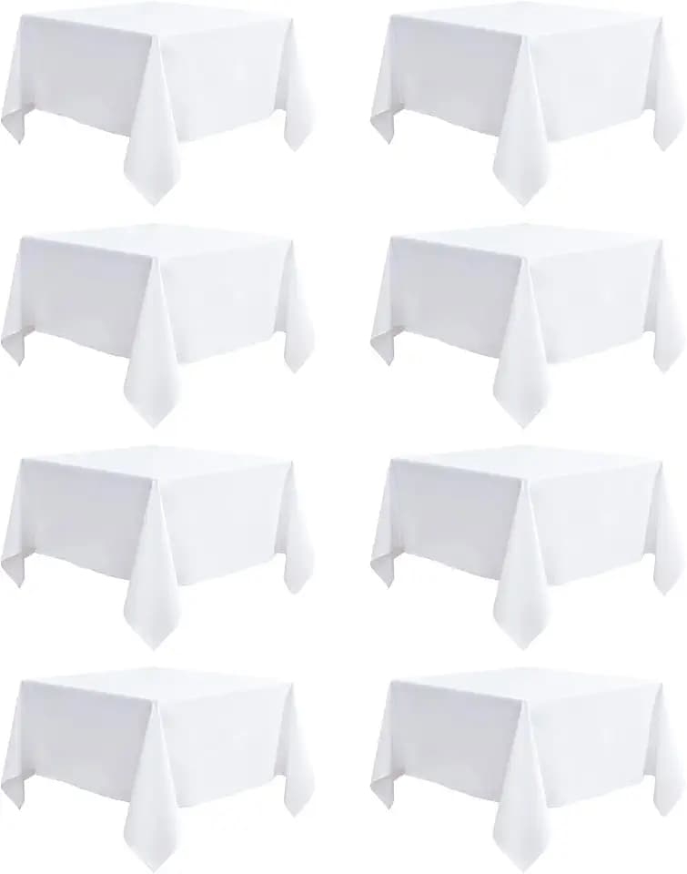 8 Pack White Tablecloth 54 x 54 Inch Square