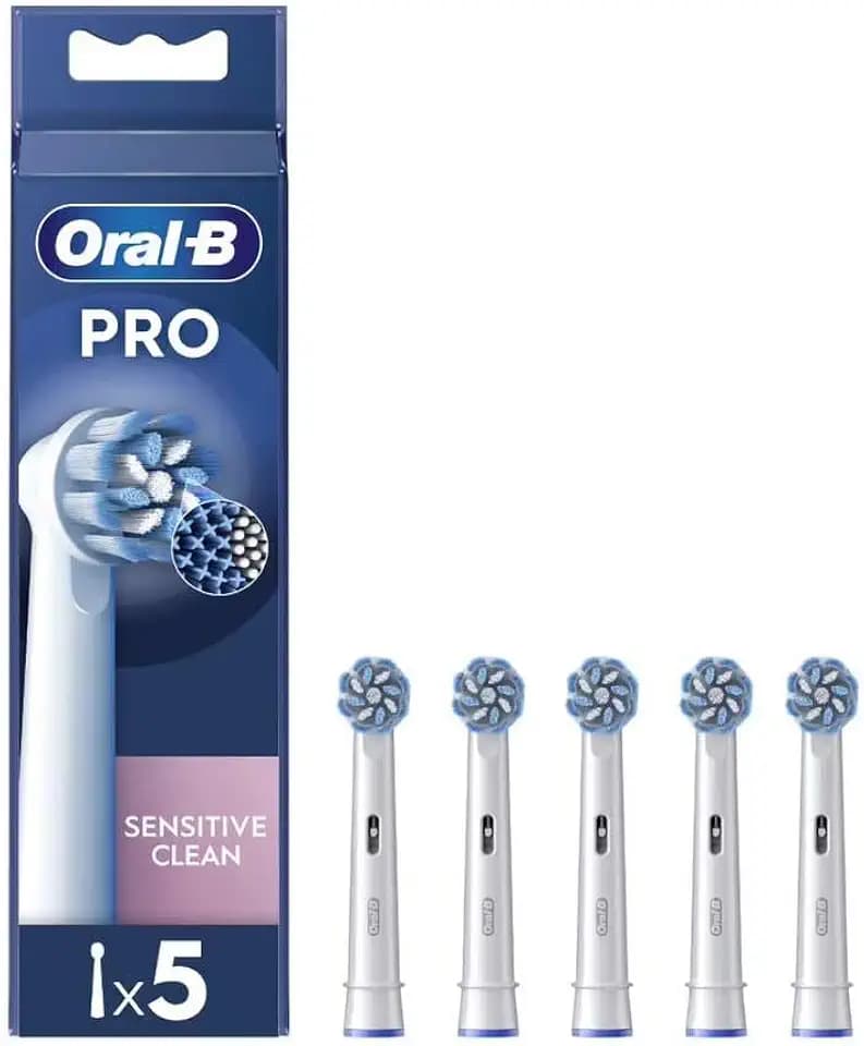Oral-B Sensitive Clean elektrische Zahnbürstenköpfe, Packung mit 5 Ersatzbürsten, reinigt empfindliche und entzündete Bereiche, entfernt bis zu 100% mehr Plaque