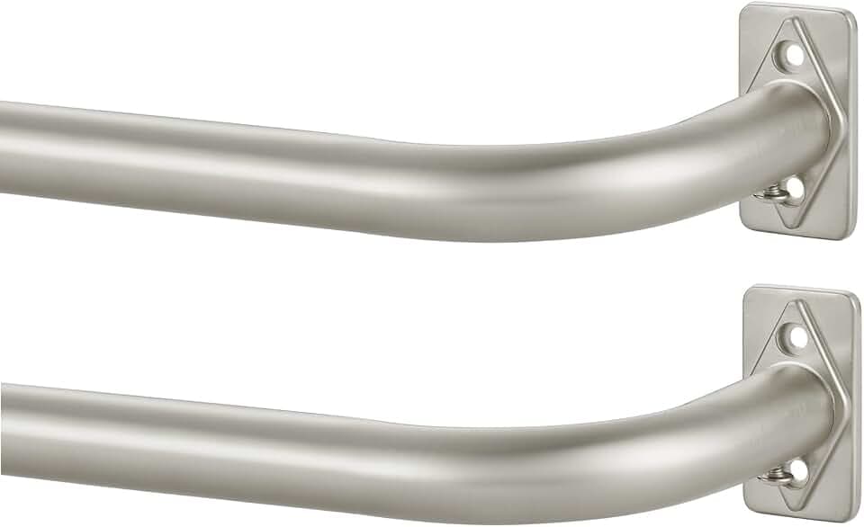 Brushed Nickel Curtain Rods for Windows 28 to 48 Inch, Wrap Around Curtain Rods 2 Pack, Adjustable Room Darkening Blackout Curtain Rods, Heavy Duty 1-Inch Diameter Telescoping Drapery Rod