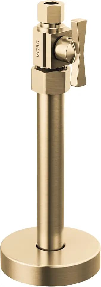 Delta Faucet 1/2" x 3/8" Straight Supply Stop Valve with Traditional Handle Gold, Water Shut Off Valve, Brass Shut Off Valve, 1/4 Turn Shut Off Valve, Champagne Bronze DT021203-CZ