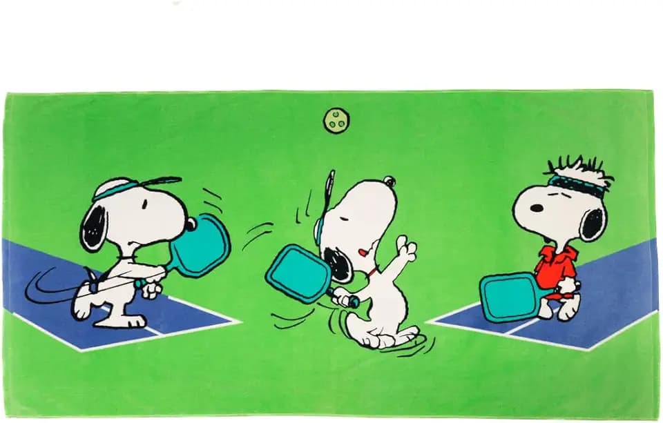 Franco Collectibles Peanuts Snoopy Pickleball Tennis Super Soft Cotton Bath/Pool/Beach Towel, 60 in x 30 in, (100% Official Peanuts Product)