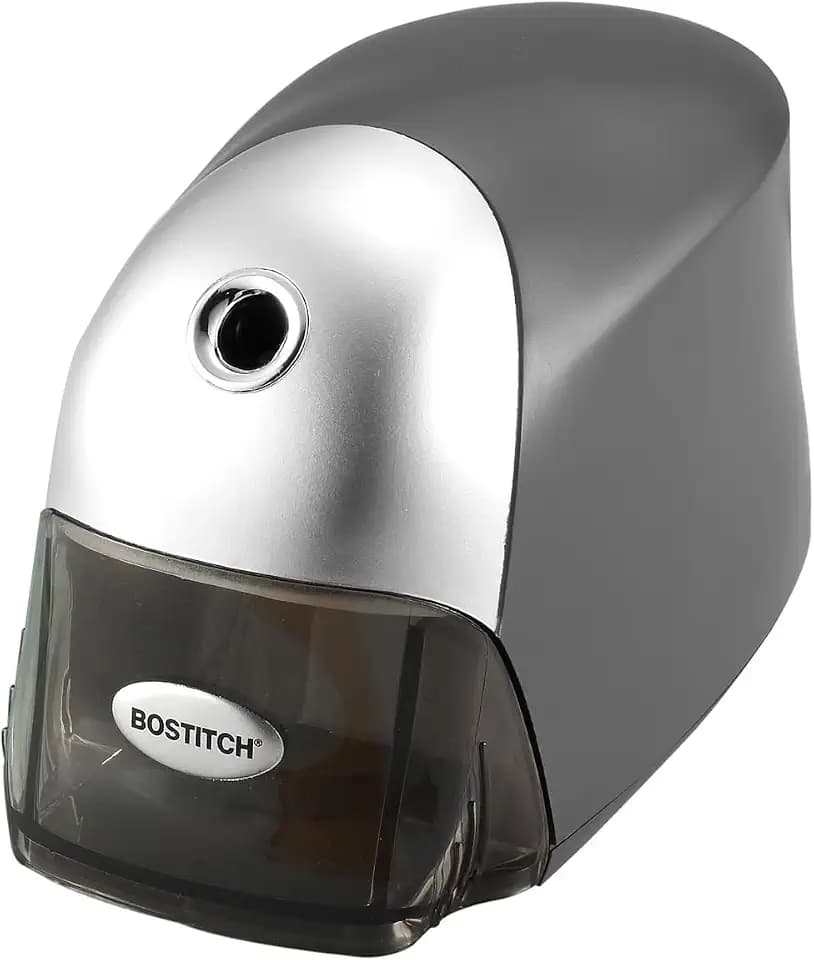 Bostitch Office QuietSharp Executive Heavy Duty Electric Pencil Sharpener for 65% Faster Sharpening and 6X Longer Cutter Life - Colored Pencil Compatible, Charcoal