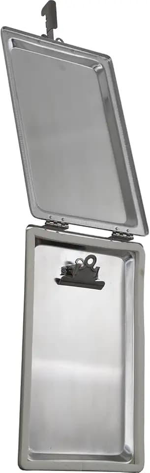 Buyers Products 5201103 Aluminum Clipboard Document Holder, Silver Plain Finish Record Box for 6 in x 9 in Papers, Dry Secure Storage for Packing Slips, Work Licenses and Permits