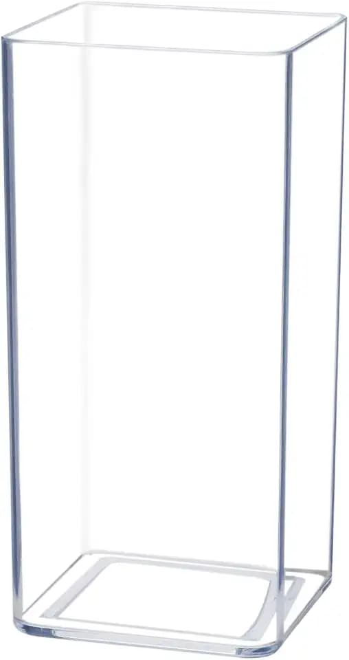 Royal Imports Acrylic Square Vase 5"X10"Tall Non Breakable Plastic, Clear