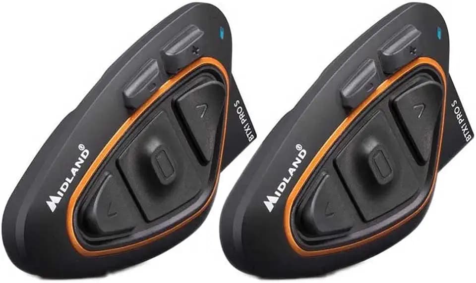 Midland BTX1 Pro S Twin C1411.05, Duo Bluetooth-Kommunikationssystem für Motorradfahrer, IPX6 wasserdicht, Geräuschunterdrückung, Bike-to-Bike, 23h Akku, 800 m Reichweite, UKW-Radio über App