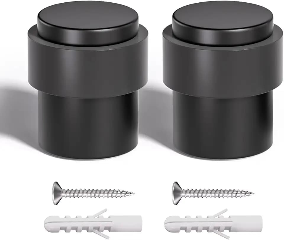 SANATO 30Pcs Black Door Stopper Floor Mounted with Black Rubber, Cylindrical 304 Stainless Steel Made