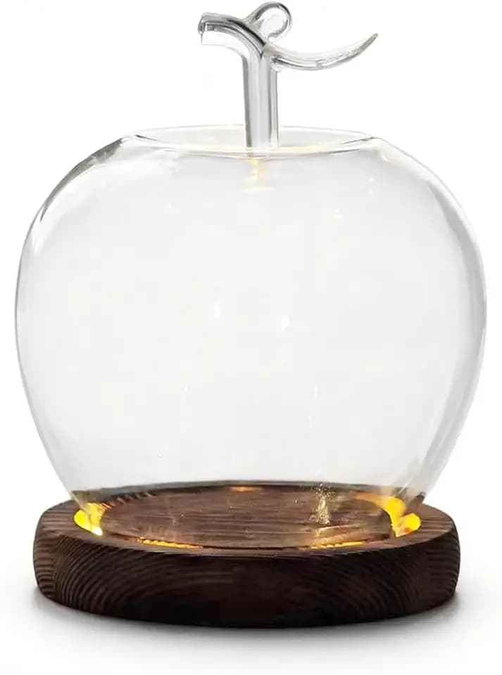 Glass Dome with Base, Glass Apple Dome with Light, Transparent Apple-Shaped Display Cover for Doll Crafts Clay Crafts and Home Decor Display for Collectibles and Decorative Items