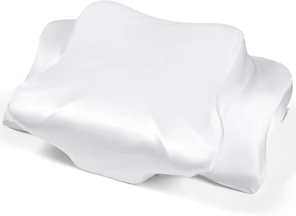 Satin Pillowcase for Cervical Pillows, (Cover Only) Fit for Orthopedic Neck Support Pillow, Silky Smooth Pillowcase Cover with Zipper Closure (White)