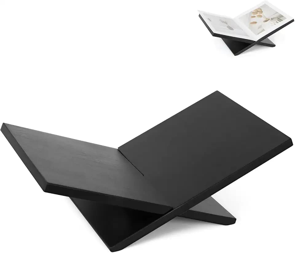 PUERSI Open Display Stand, Wooden Large Book Holder, Coffee Table Stand
